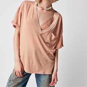 NWOT Free People Keep Me V-Neck Tee